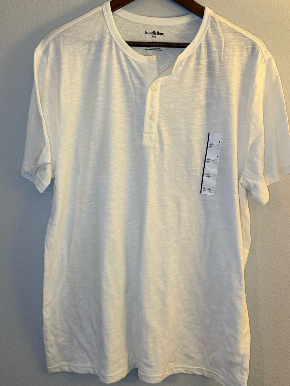 Goodfellow & Co White Short-Sleeve Henley Tee